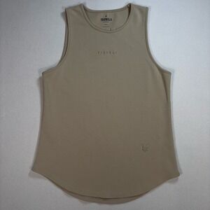 YoungLA 301 Excellence Tank Top Men's M‎ Cream Beige Stretch Spellout MMXIV 2014